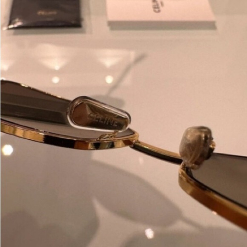 Celine Geometric Sunglasses Gold Frame Dark Lenses - Picture 6 of 7